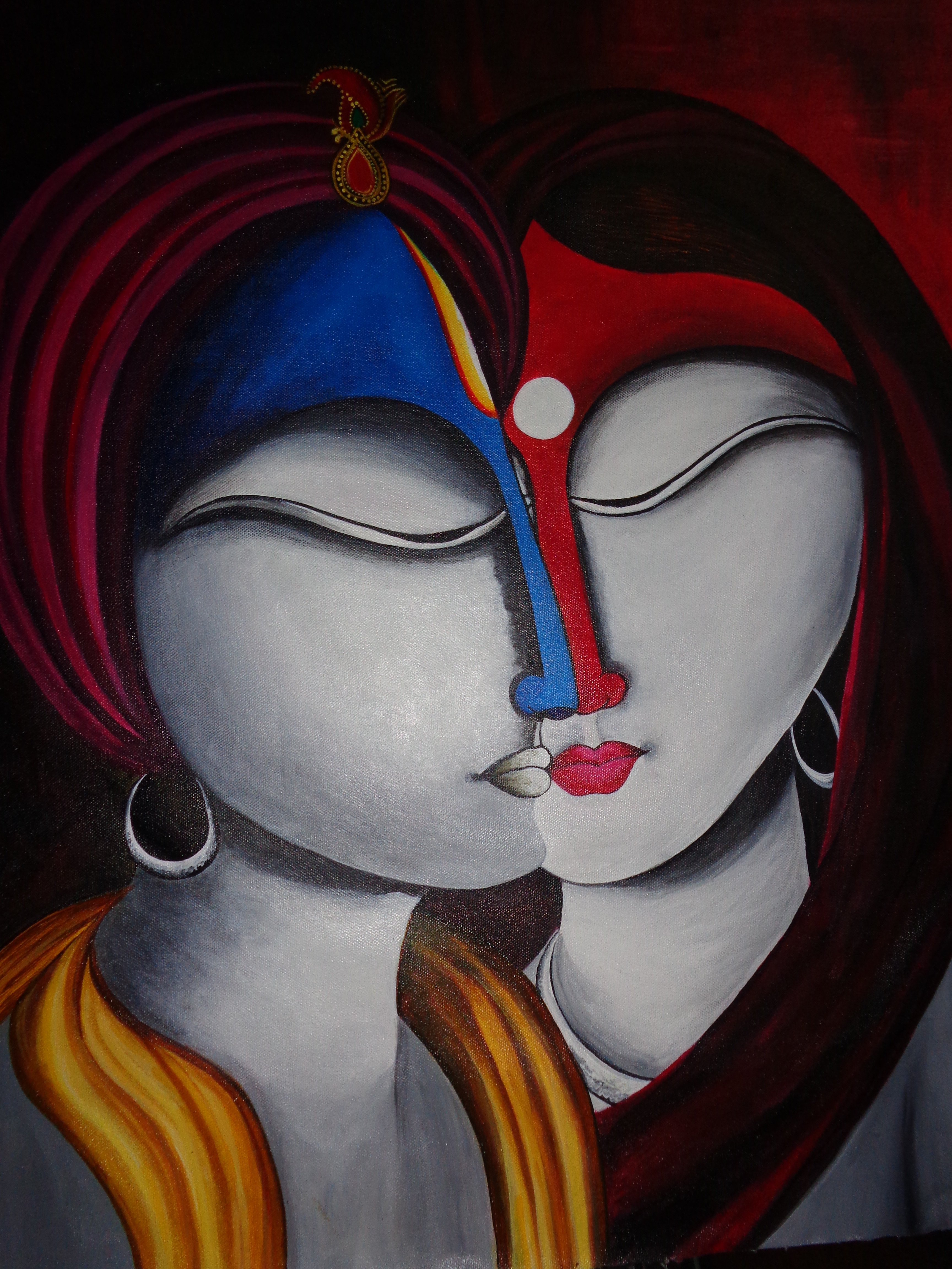 Modern Art Paintings Of Lord Krishna And Radha