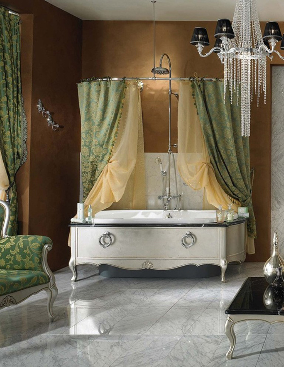 decoration-for-small-bathroom-with-bathtub-and-curtain-in-room-shower-design-also-classic-lighting-in-night-design-and-beige-wall-color-use-widows-that-have-gray-ceramic-flooring-simple-ideas-decoration