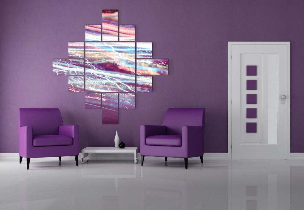purple-and-white-in-simple-seating-and-unique-wall-decor-for-stunning-living-room