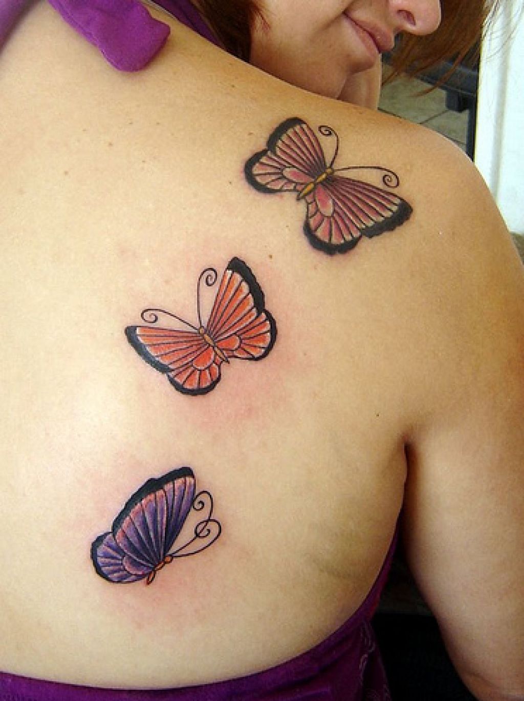 shoulder-three-butterfly-tattoo-for-beautiful-women