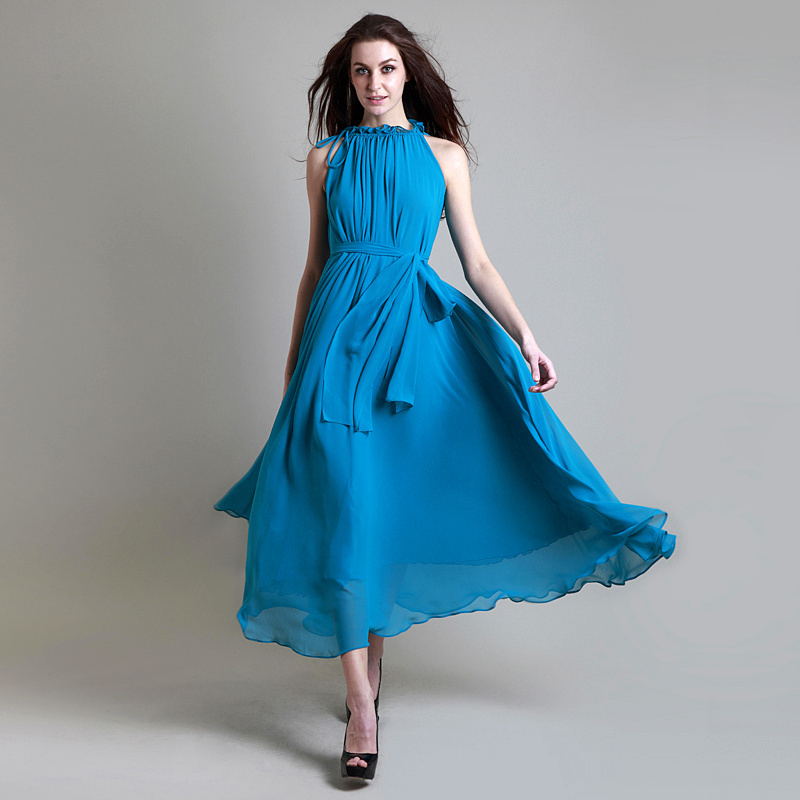 2012-female-ruffle-hem-sleeveless-loose-long-design-blue-chiffon-dress-women-party-dresses