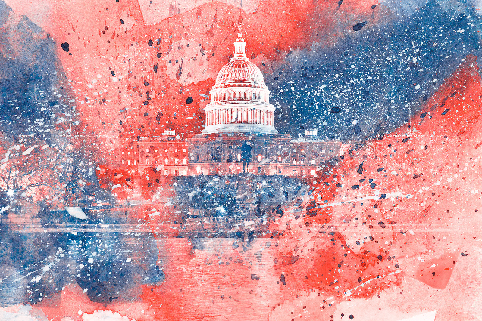 Acrylic DC Capitol - Red White & Blue