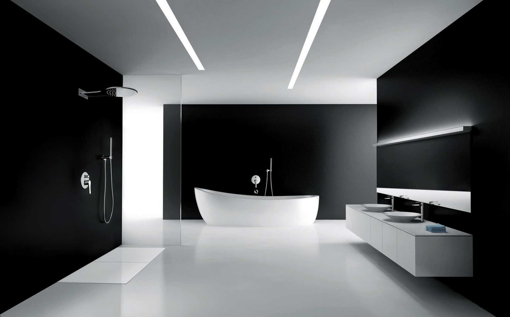 Black-white-bathroom-design-with-simple-atmosphere-over-the-room