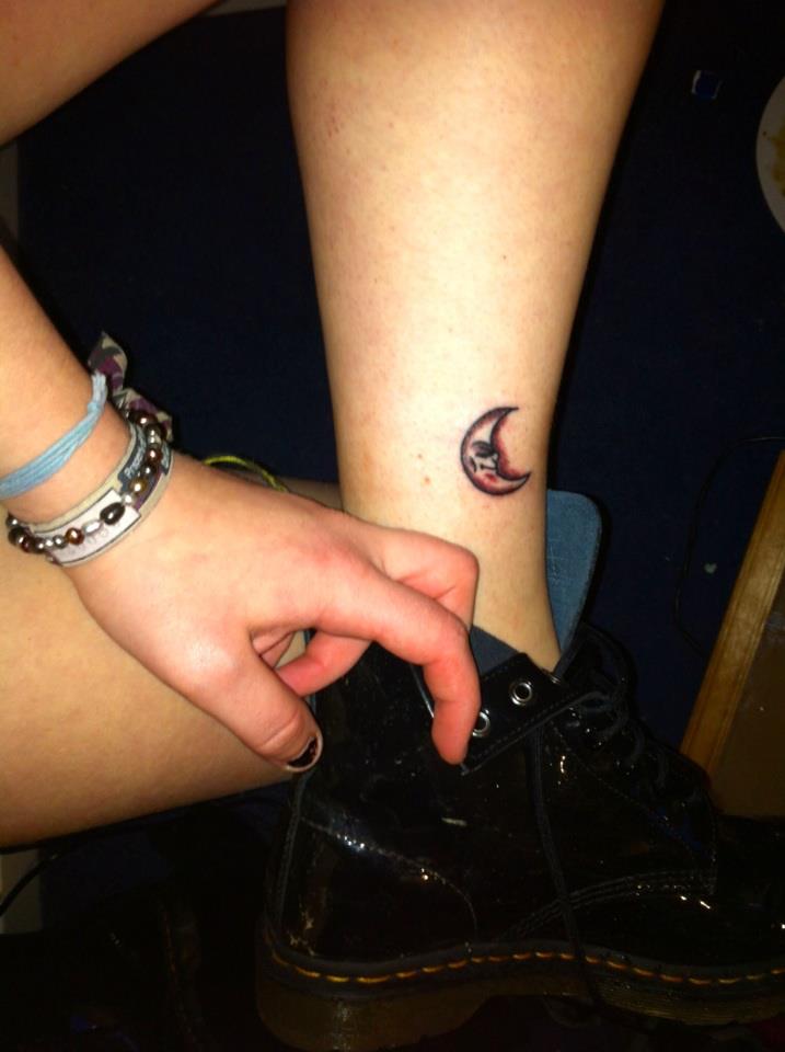 Crescent Moon Tattoos On Ankle