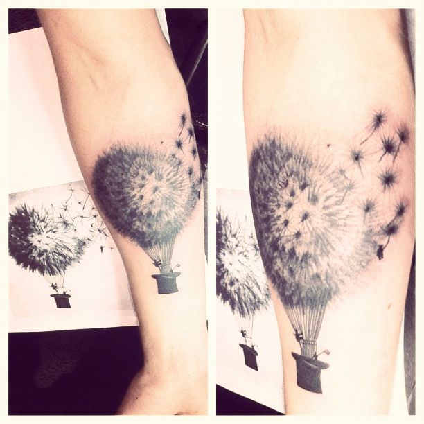 Dandelion hot air balloon tattoo