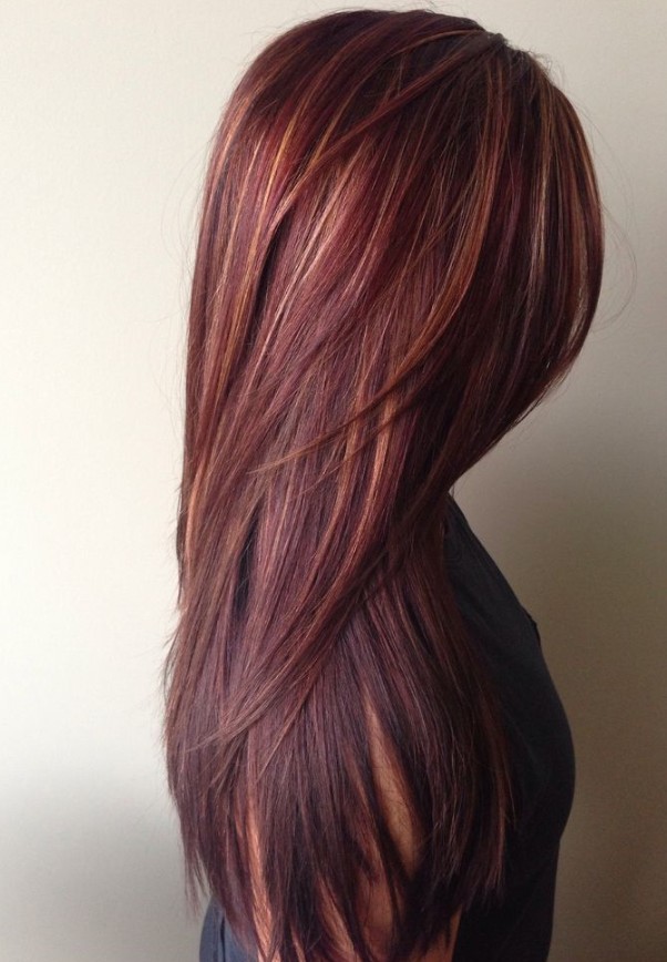 Dark-red-rich-hair-color-with-caramel-highlights