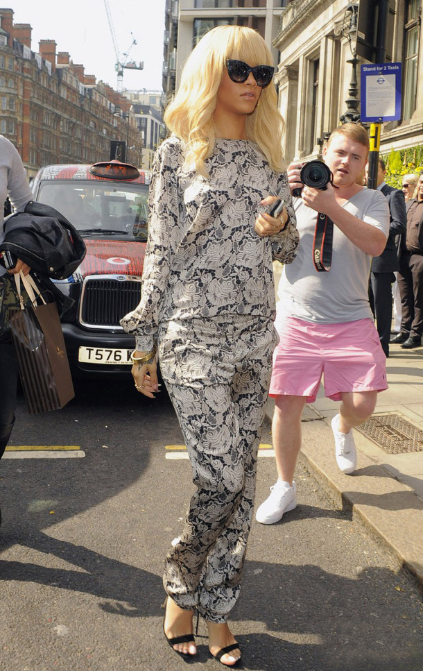 Singer Rihanna is seen arriving at a hotel in London
