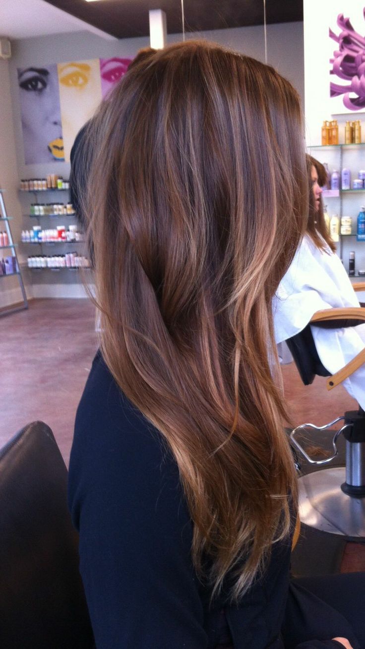 Long brown hair with blonde highlights