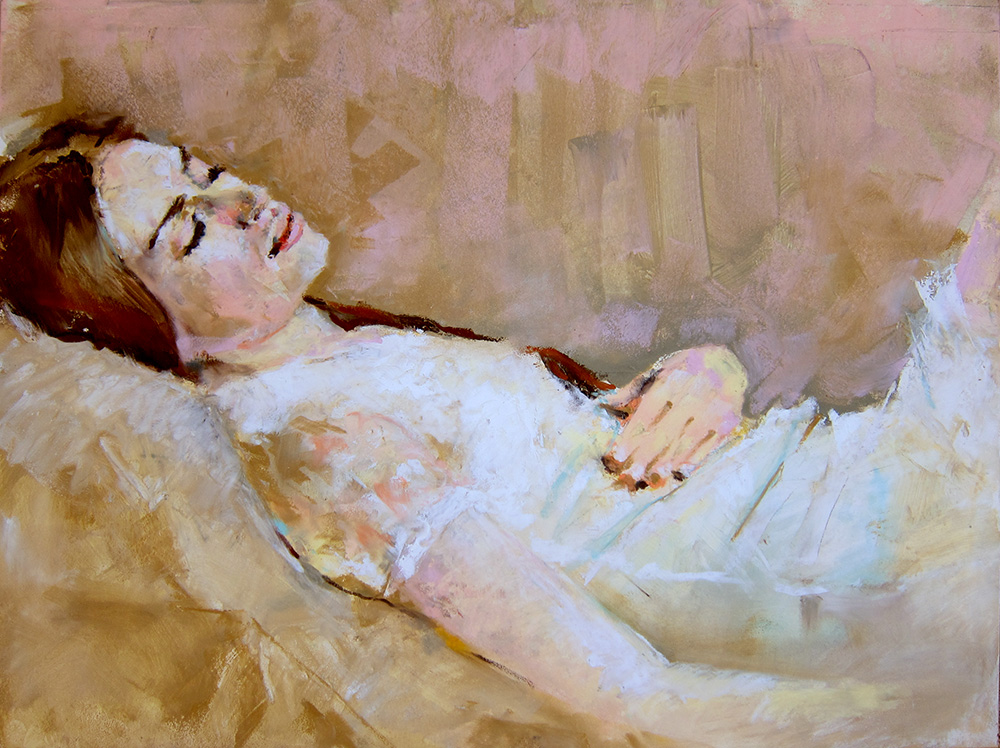 Sleeping-Girl-Oil-Pastel-Portrait-Art