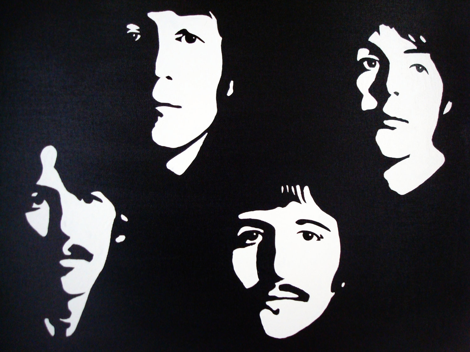 The Beatles- Black & White Pop Art Canvas Painting