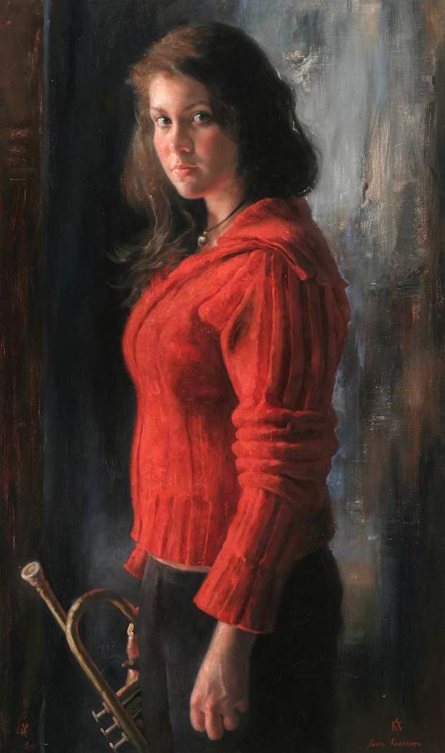 arsen-kurbanov-portrait-painting-oil-dagestan-girl-with-trumpet