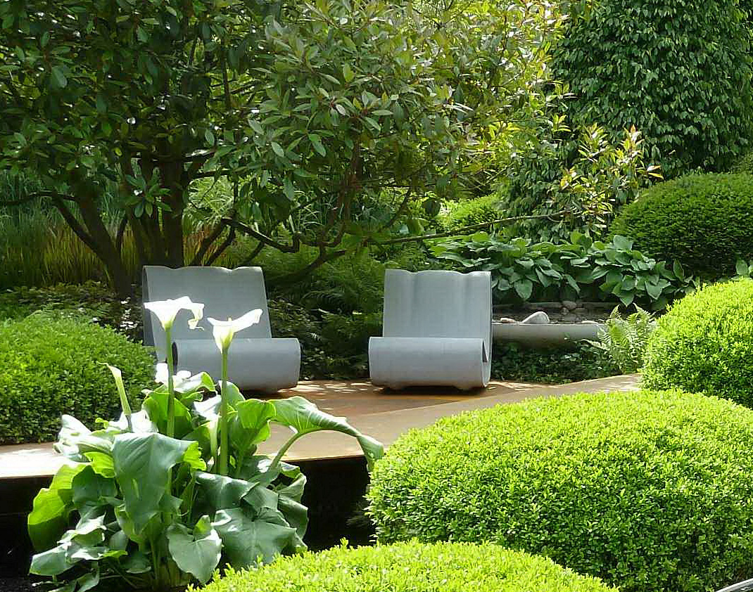 contemporary-modern-landscaping-design-gray-artistic-rolled-seat-idea-concrete-chair-rounded-shape-planting-contemporary-garden-art-furniture-landscape-contemporary-garden-art-ideas