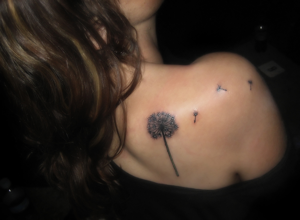fresh ink Dandelion Tattoo