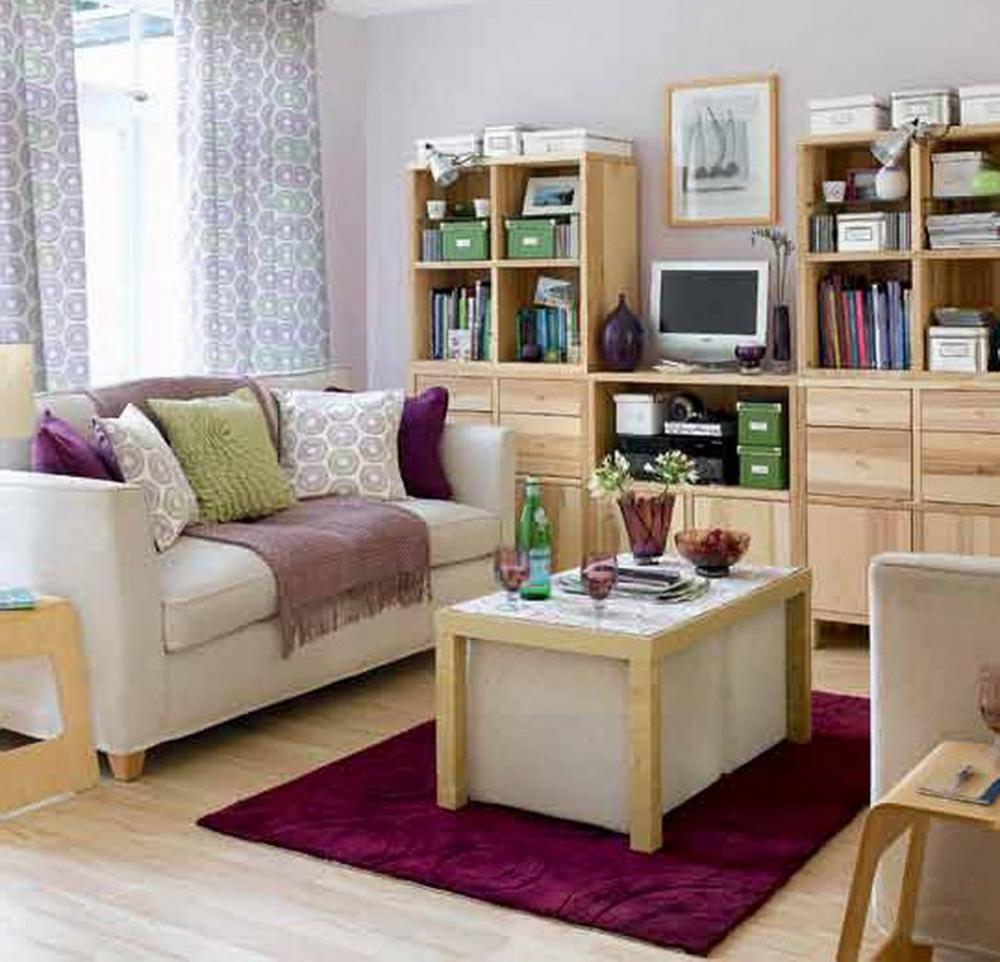 interior-unique-decorating-spaces-unique-storage-ideas-for-small-spaces-design-ideas-for-home-design-for-small-spaces-living-room-with-wooden-floor-and-purple-fur-rugs-also-white-fabric-sofa