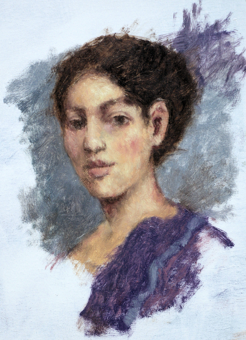 lady-in-purple-oil painting