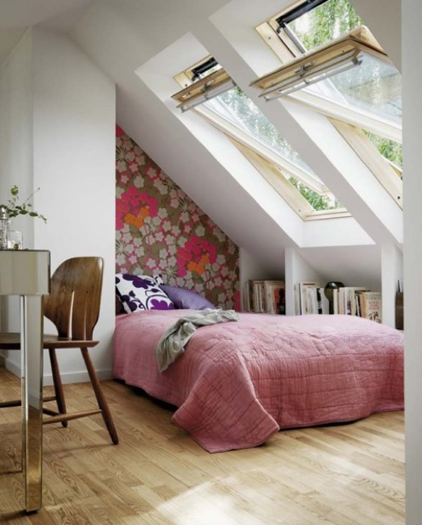 mesmerizing-interior-modern-and-elegant-attic-bedroom-for-teenager-design-with-three-stunning-sloping-wood-roof-attic-bedroom-design
