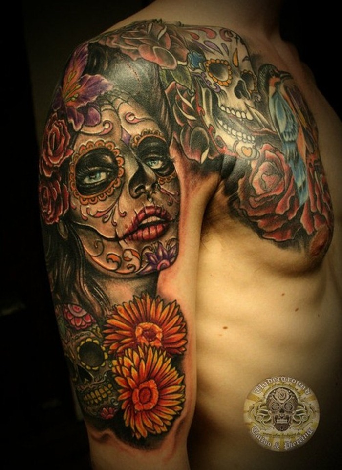 mexican-sugar-skull-arm-tattoos