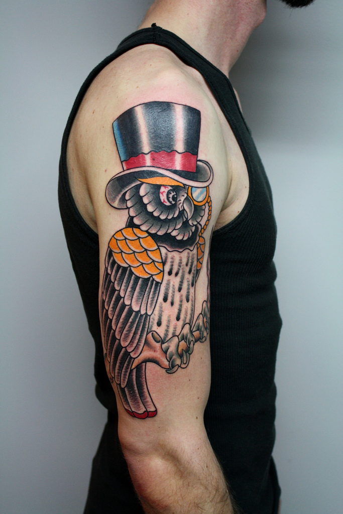 owl top hat tattoo myke chambers