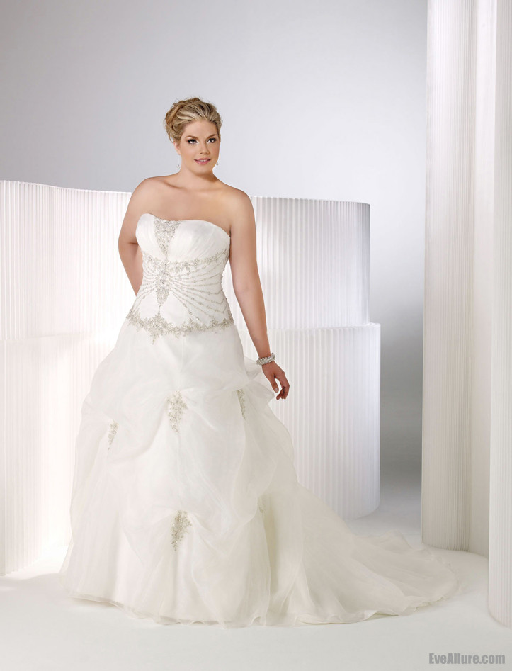plus_size_ball_gown_v_neck_court_train_satin_wedding_dress_with_beading