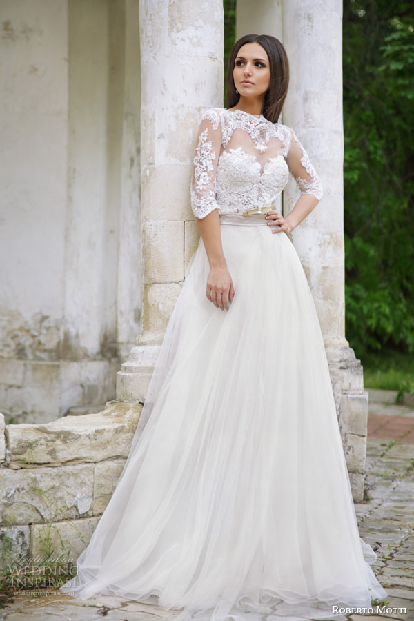 roberto-motti-2015-melissa-wedding-dress-illusion-neckline-half-sleeve