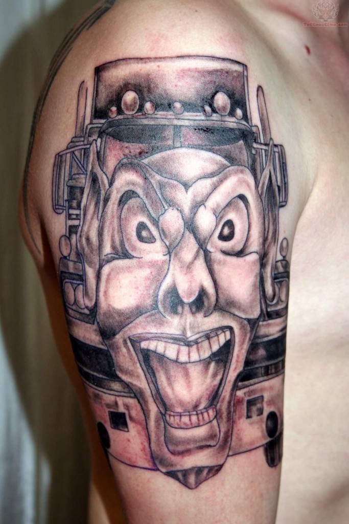 truck-mask-joker-tattoo-on-shoulder