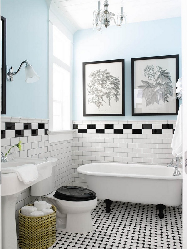 vintage black and white bathroom Design
