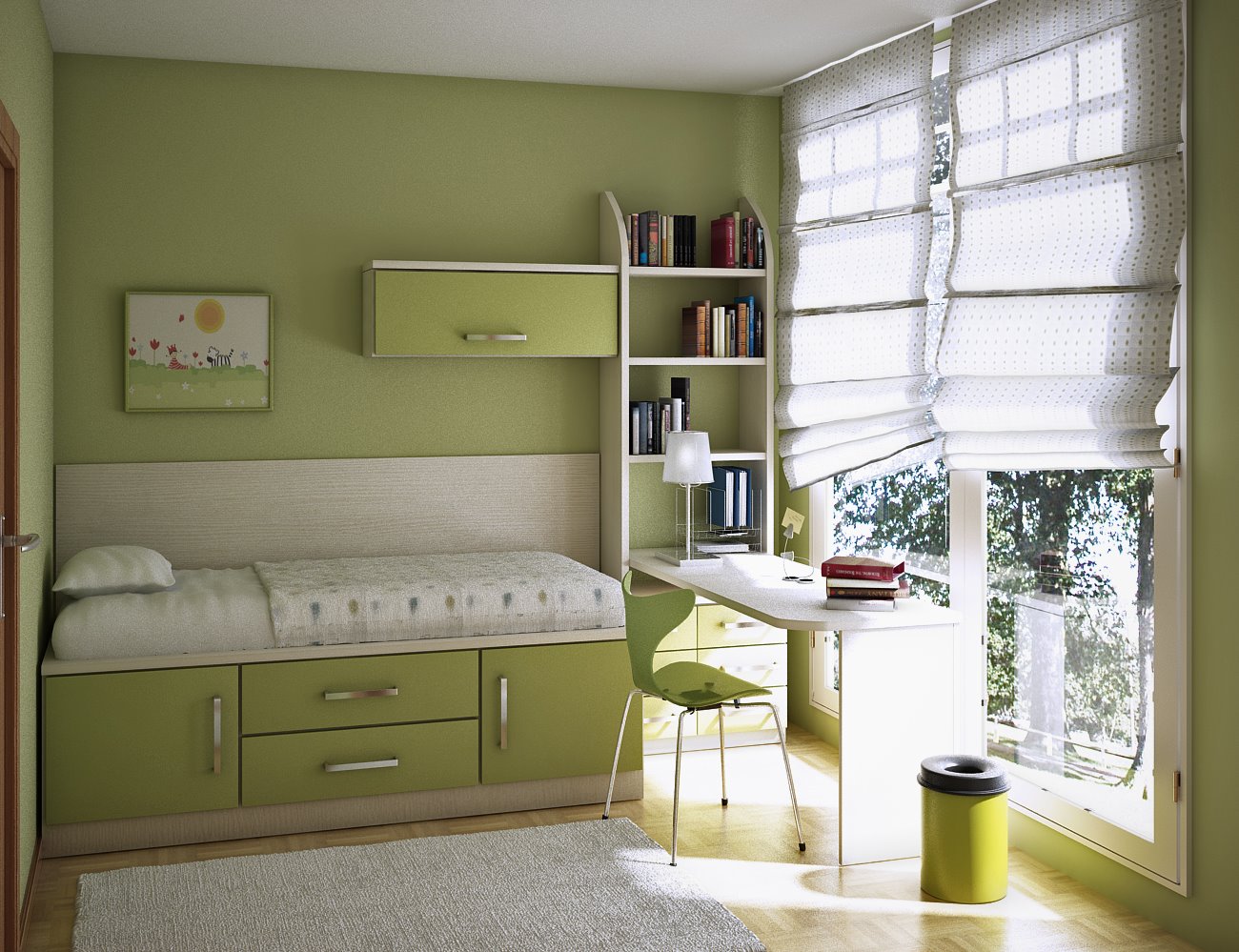 wonderful-uncategorized-excellent-olive-green-small-bedroom-for-teenage-girl-with-perfect-space-saving-cabinet-and-study-table-beautiful-small-bedroom