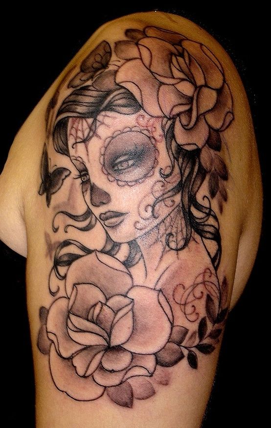 Beautiful Sugar Skull Tattoo Daily Dose Of Tattoos day of the dead