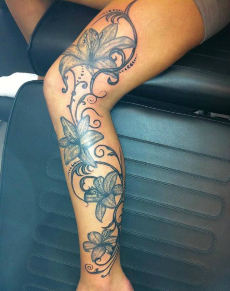 Blue-Orchid-Legs-Tattoos-For-Women