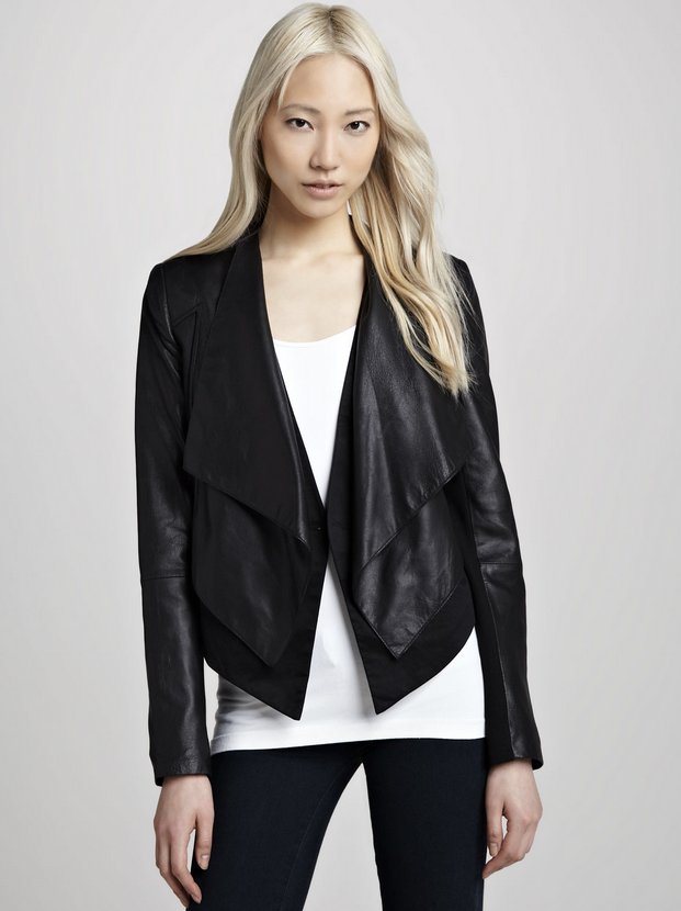 Cusp by Neiman Marcus Layered Ponte:Leather Jacket