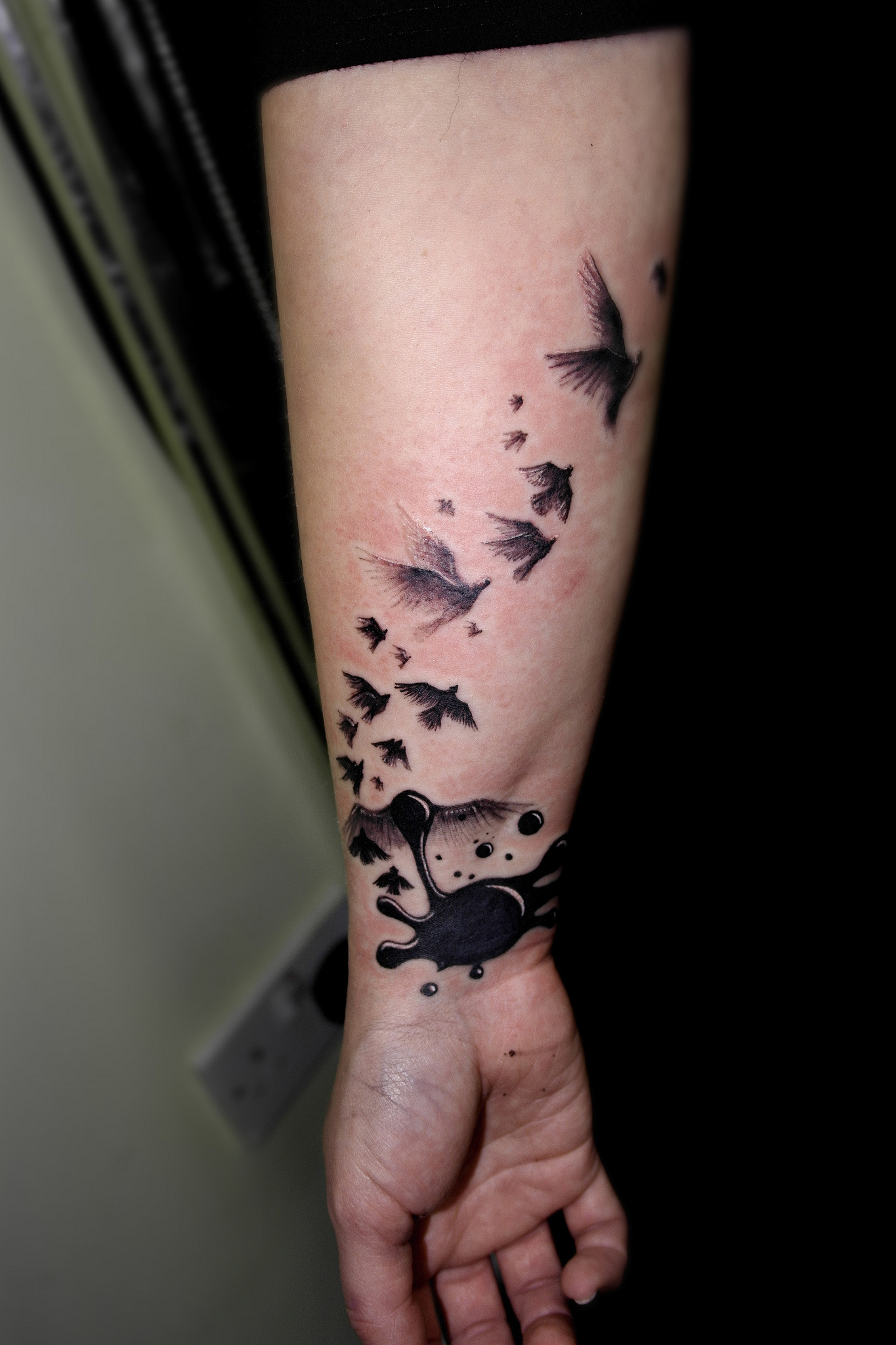 Flying birds tattoo 3d