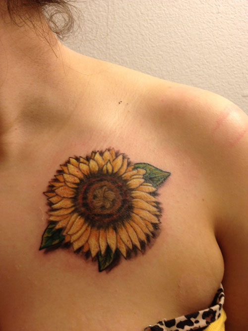 Girls-Sunflower-Tattoo-Design-on-Chest