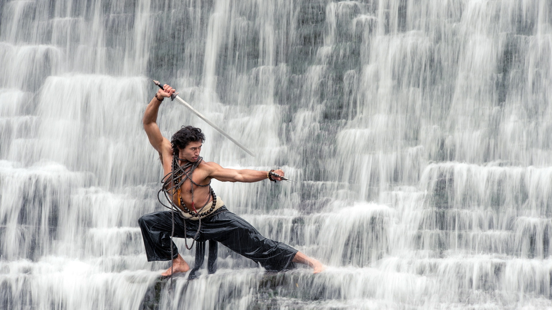 Martial Sword Arts Katana Warrior Weapon Waterfall Oriental Asian Wallpaper