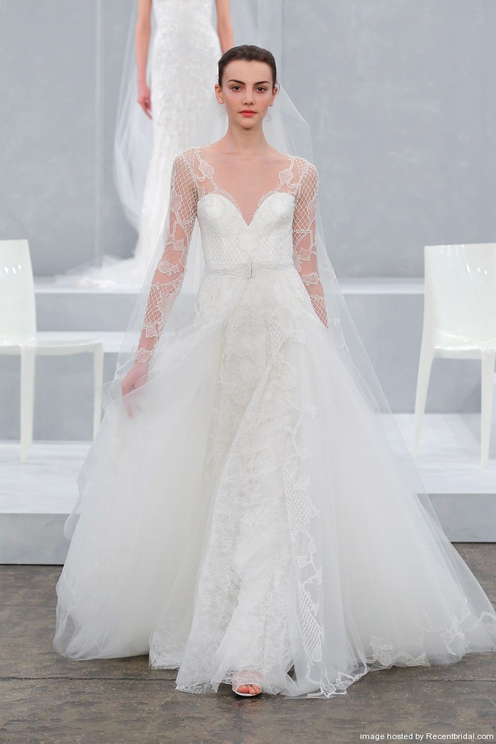 Monique-Lhuillier-Spring-2015-illusion-long-sleeves-A-line-bridal-gown