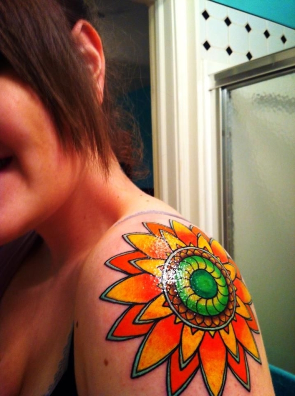 My sunflower tattoo done by Justin Zakarzewski