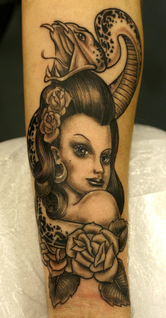 Pin up and Snake Tattoo