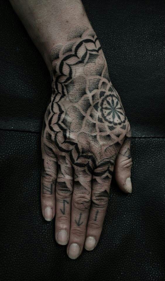 Psychedelic hand tattoo