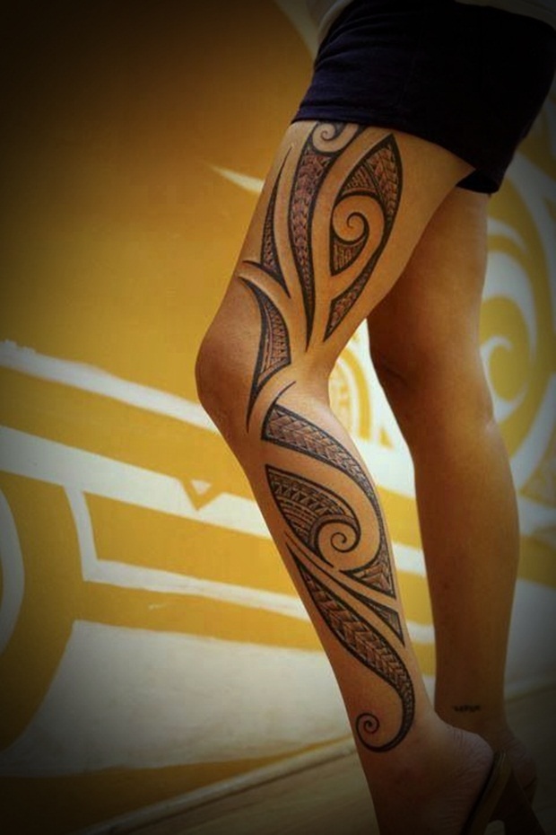 Tribal-Tattoo-For-Women-On-Leg