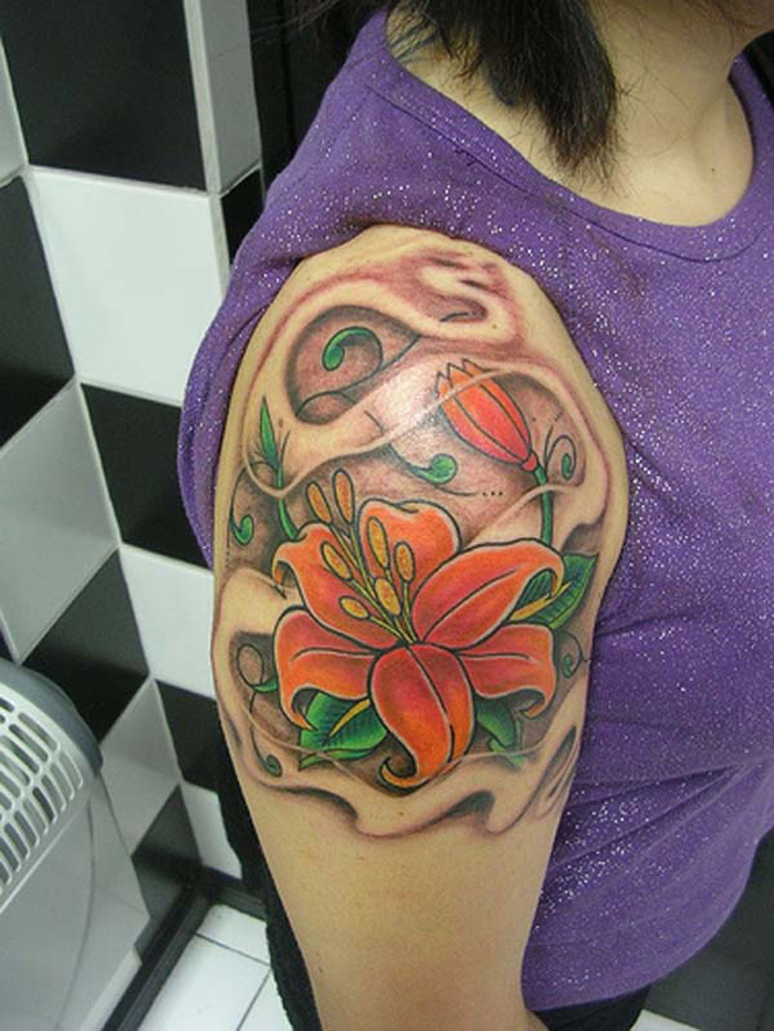 Upper-Arm-Flower-Tattoos-for-Women