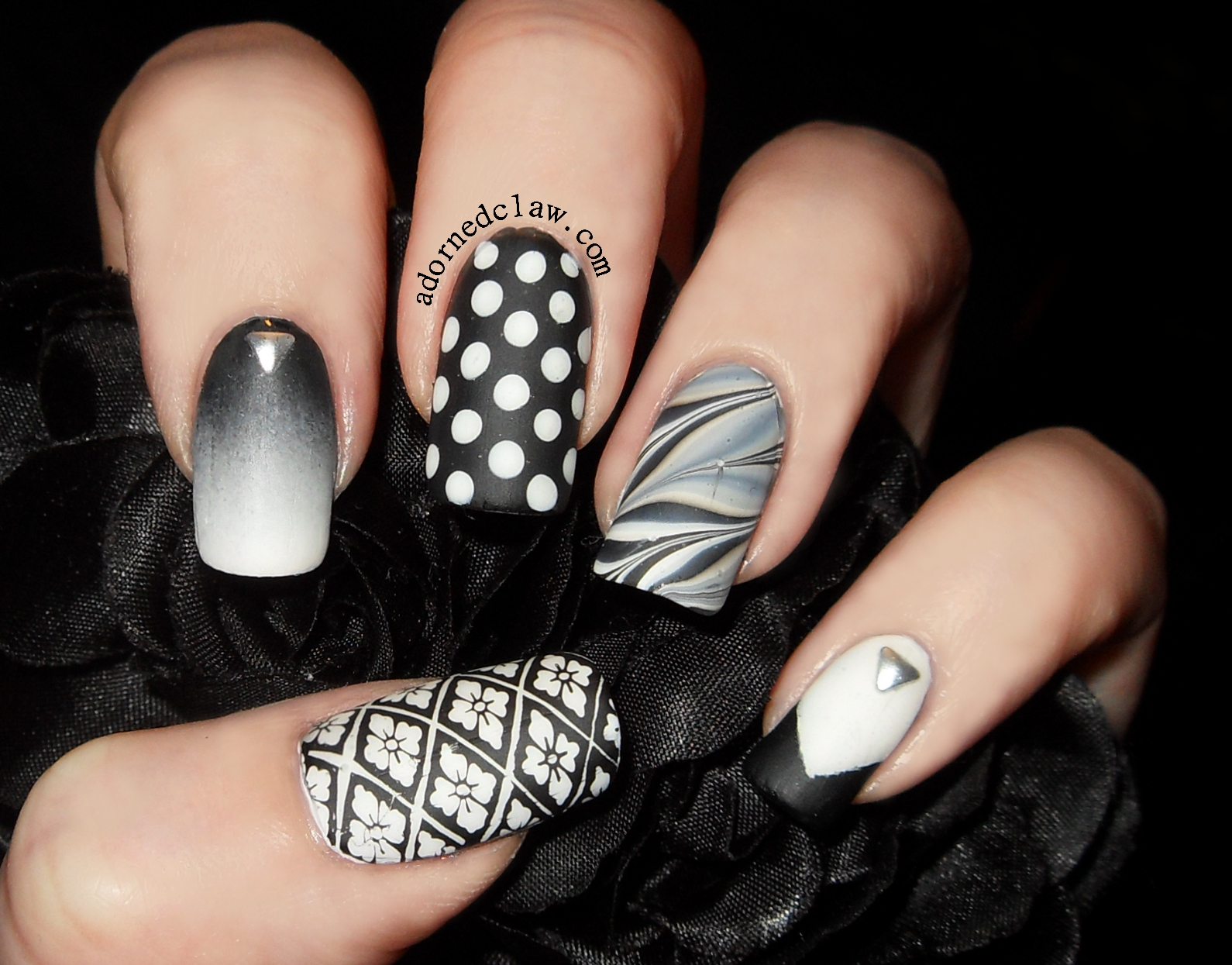 black-white-skittle-matte-nail-art