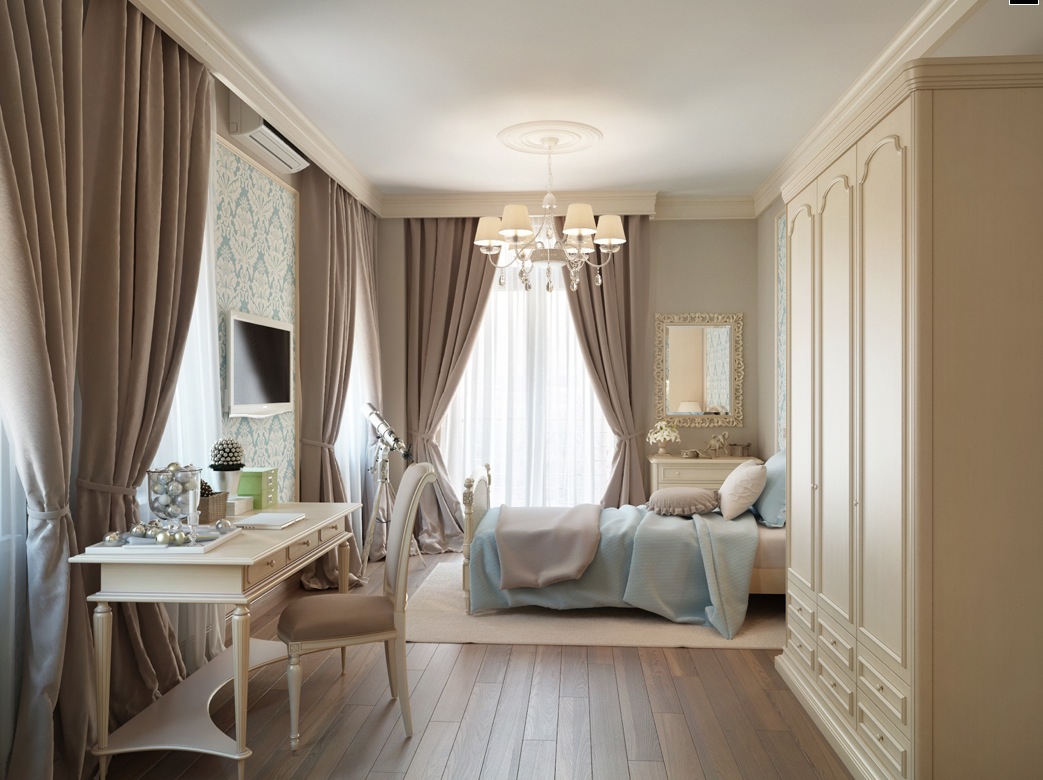 charming-elegant-bedroom-design-with-classic-furniture-decorating-plus-contemporary-pendant-also-french-wokspace-telescope-and-oak-floor-in-apartment