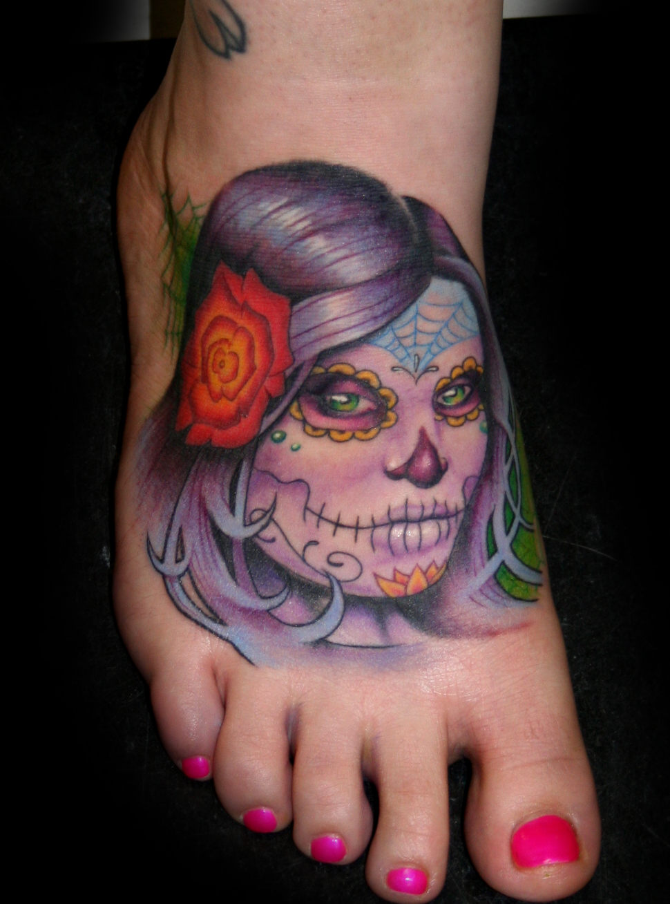 day of the dead girl foot tattoo Damien Lugo