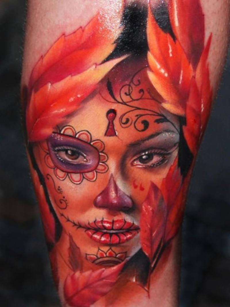 great-tattoos-mexican-day-of-the-dead-woman-in-reds