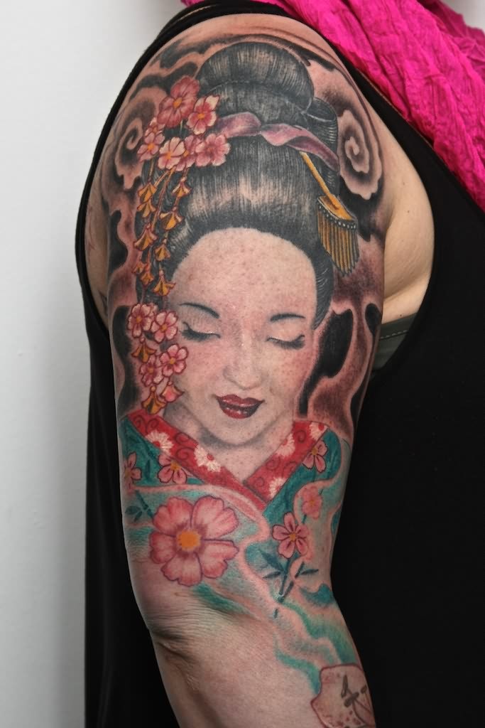 half-sleeve-geisha-tattoo