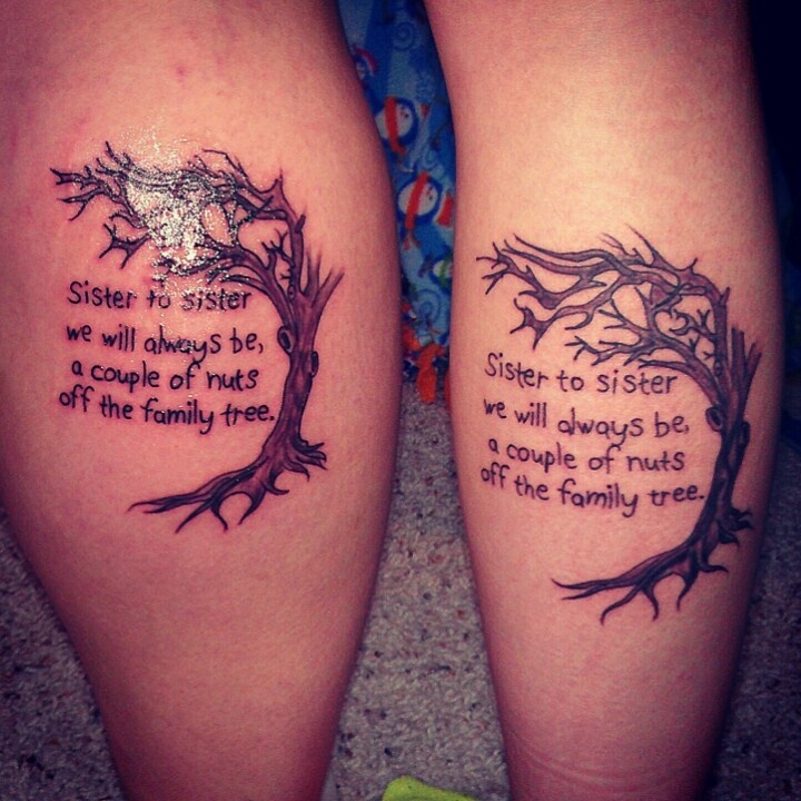 matching-sister-quote-tattoo-with-a-tree