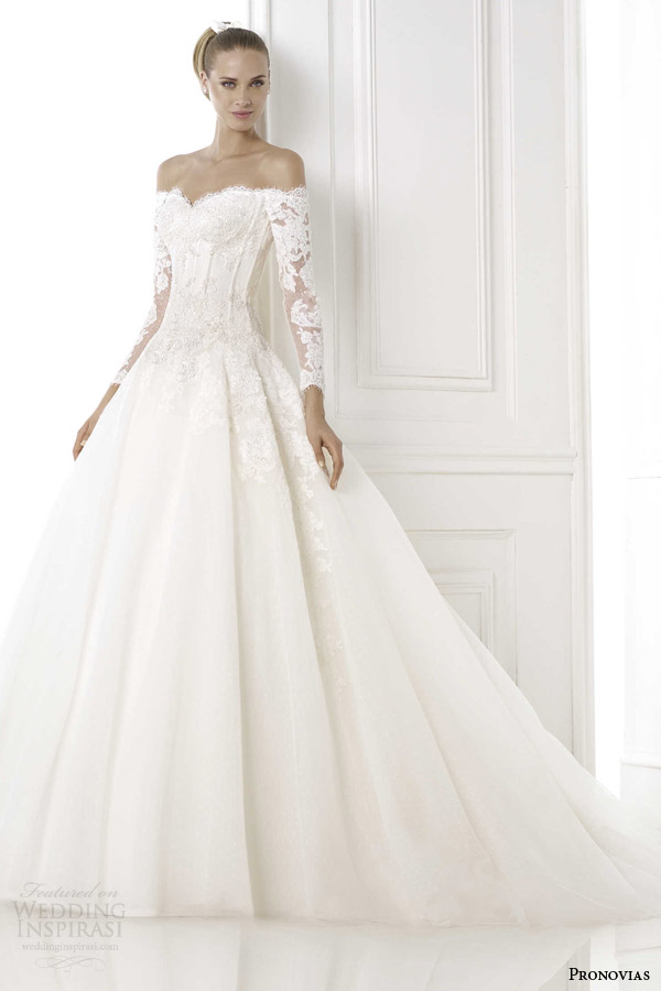 pronovias-pre-2015-bespin-ball-gown-wedding-dress-off-shoulder-long-sleeves