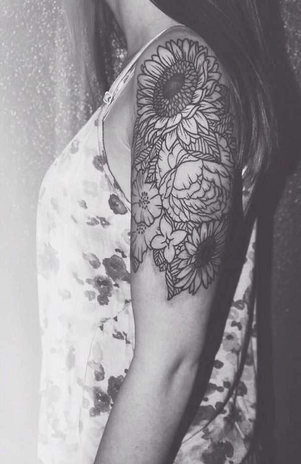 sunflower-half-sleeve-tattoo