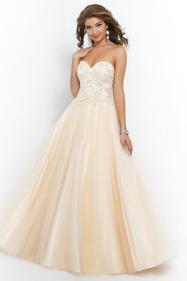 2015 A Line:Princess Sweetheart Lace Bodice Prom Dress With Beads