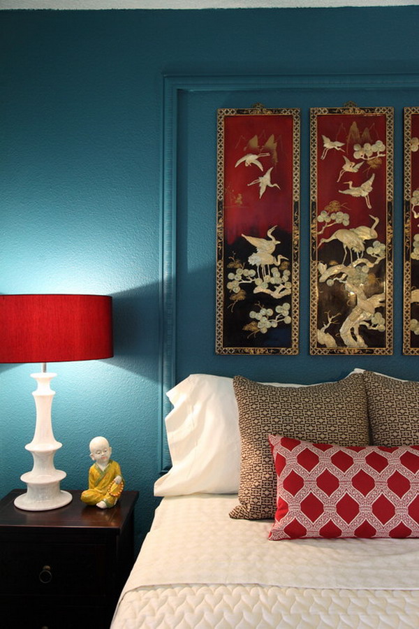 Asian Bedroom Style with Asian Art Works