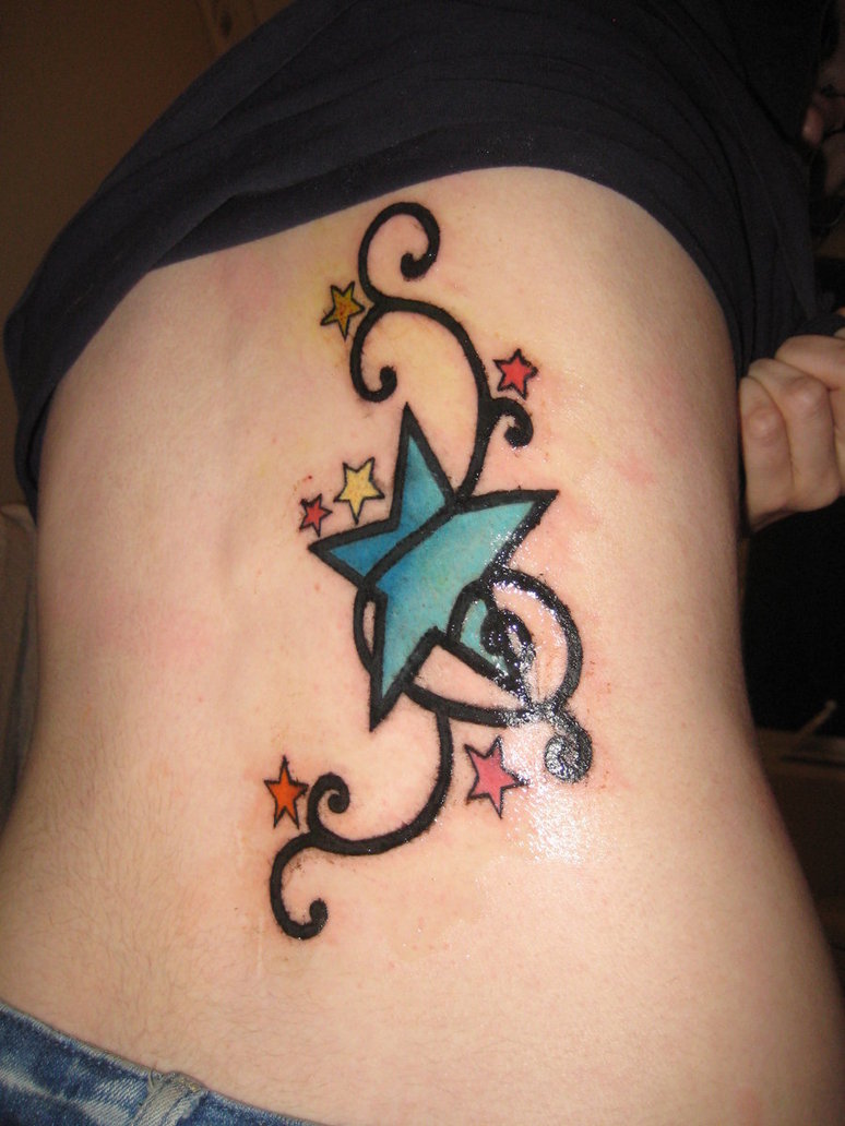 Awesome Girls Star Tattoo Design on Back for 2015